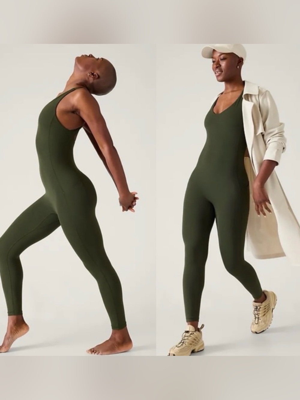 Athleta Transcend 7/8 Bodysuit in olive green, size S (4-6) 25” Inseam NWT $128